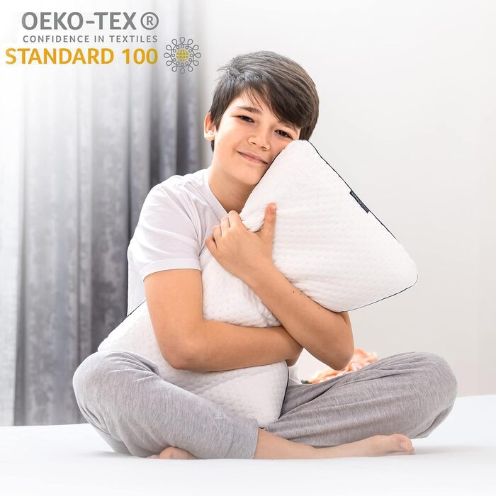Ергономічна дитяча подушка 50x32 Oeko-Tex Memory Foam Flat дитяча подушка для дітей та малюків від 2 років (50 x 32 x 6 см)