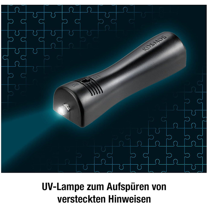 Три слідчі - Пазл Кримінал - Вілла загадок КОСМОС 697976, 300 елементів, Світиться в темряві, з УФ лампою, Читання, головоломка, р