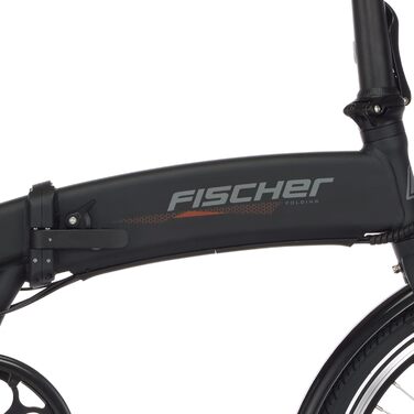 Складний електричний велосипед FISCHER e-bike FR 18 для жінок та чоловіків, висота 30 см, двигун заднього колеса 25 Нм, акумулятор 36 В в рамі, чорний матовий, 20 дюймів