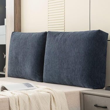 Подушка для спинки ліжка, комплект з , 905515 см, шеніл, висока подушка для спини з чохлом, який можна прати, ергономічна подушка для читання біля узголів&39я, велика подушка для ліжка, подушка для спинки дивана, диван, настінний, синій, 905515 см