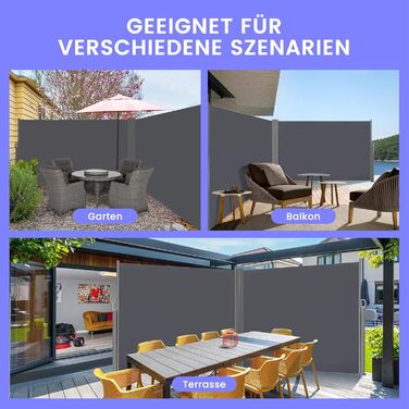 Розсувна двостороння бічна маркіза, створює приватність на вулиці, до 6 м, функція автоматичного згортання, захист від сонця та вітру, бічна шторка як екран для забезпечення конфіденційності (антрацит, висота 1,53 м, антрацит 160 см)