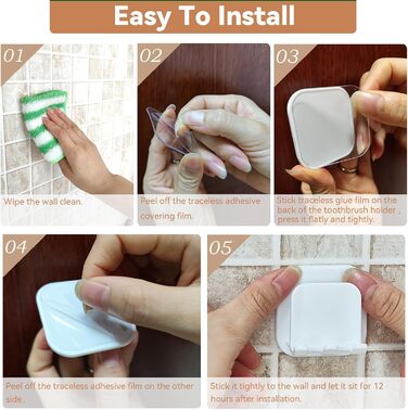 Тримач для зубної щітки з 2 шт. Настінний тримач для чашки для зубної щітки без свердління, водонепроникний тримач для зубної щітки Самоклеючий тримач для електричної зубної щітки, для настінного кріплення Ванна кімната Кухня Вітальня