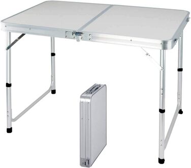 Портативний алюмінієвий розкладний стіл, 120 см, для вечірок, садів, барбекю, кемпінгу, 3 регульовані висоти, легкий алюмінієвий розкладний стіл для пікніків на свіжому повітрі, приготування їжі, розміри в розкладеному вигляді 120 x 60 x 70/62/55 см