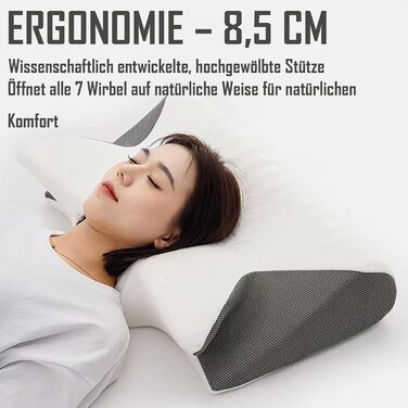 Подушка Curosleep, ергономічна ортопедична подушка, ортопедична подушка для шиї з піни з ефектом пам&39яті, подушка для підтримки шиї для сну на боці, спині та животі (чорна)