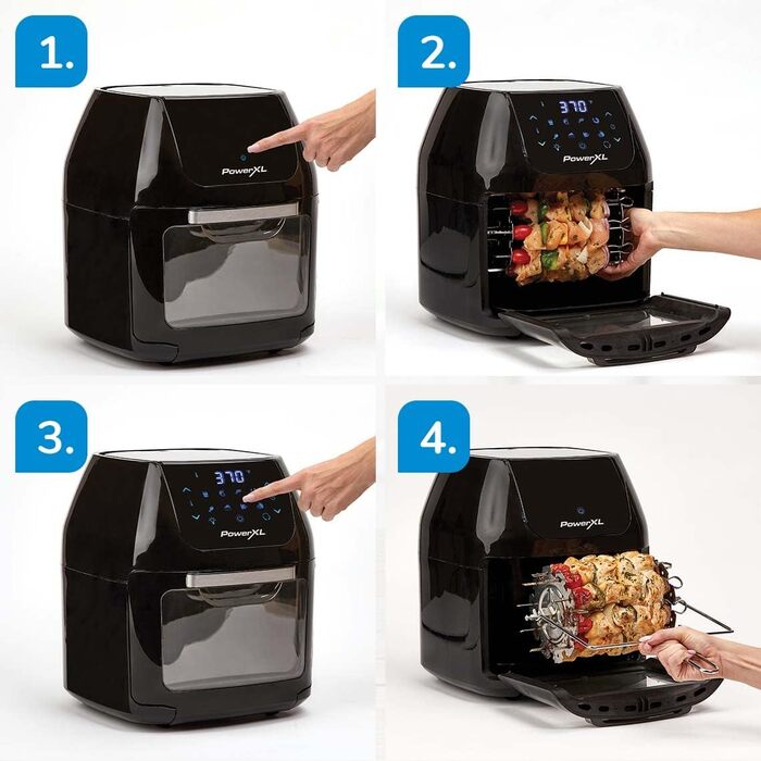 Фритюрниця з гарячим повітрям для смаження у фритюрі без олії 6-в-1 також як дегідратор, для гриля та багато іншого до 80 менше жиру 9 літрів 28 шт.