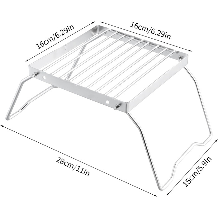 Решітка для гриля для кемпінгу, портативний гриль для багаття, решітка для гриля на відкритому повітрі, підставка для пальника, гриль для барбекю з нержавіючої сталі, складний гриль для багаття для походів, грилювання, піших прогулянок, пікніків, риболовл