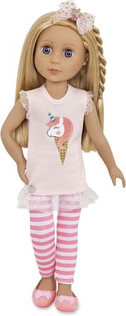 Рухома лялька 36 см з одягом, аксесуарами та довгим волоссям для укладки - іграшка для віком від 3 років (6 деталей)