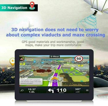 Автомобільні навігаційні пристрої Riloer Портативний автомобільний GPS-навігатор, 7-дюймовий для вантажівок, ємнісний сенсорний екран HD-карта FM, 3D-консоль автомобіля, Європи та інформація про дорожній рух у режимі реального часу