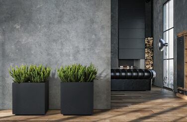 Кашпо Caro бетонного вигляду на коліщатках з пластику 100 переробленого (40см, антрацит) 40см антрацит, 24