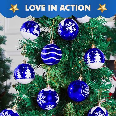 Різдвяні ялинкові прикраси у вигляді синіх та білих кульок 12 шт Joiedomi