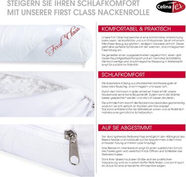 Подушка для шиї CelinaTex First Class, 2 валика для шиї, 40 x 15 см, мікрофібра, порожниста, дихаюча, стійка до кипіння, з набивкою-блискавкою, волокнистий наповнювач, 2 шт., 40 x 15 см