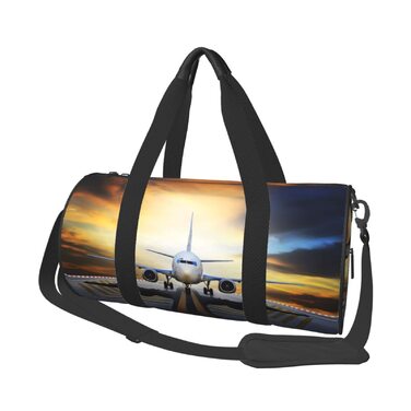 Спортивна сумка, дорожня сумка, рюкзак, з авіаційним принтом, сумка для подорожей на ніч, чорна, універсальний розмір, дорожня сумка