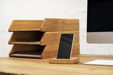 Штабелювані дерев&39яні настільні лотки Royal-Office, набір з 3 шт. Настільний органайзер з дубового дерева Лоток для документів, лоток для паперу, лоток для листів, A4 Офісне приладдя, аксесуари для столу 35 x 24,5 см