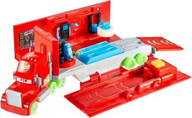 Гоночні машинки Mattel Disney та Pixar Cars, що світяться в темряві, ігровий набір Tuning Mack, іграшкова вантажівка 2-в-1, що світиться в темряві, та тюнінгова станція зі стартером, підйомником та іншим, HPX76