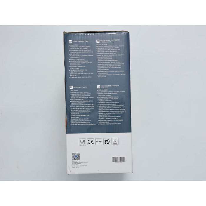 Контактний гриль Panini Grill, Бутербродниця, 2000 Вт, нержавіюча сталь з антипригарним покриттям, 180 градусів відкидний, контроль температури, ОДНОРАЗОВА УПАКОВКА., 30KLU- XXL