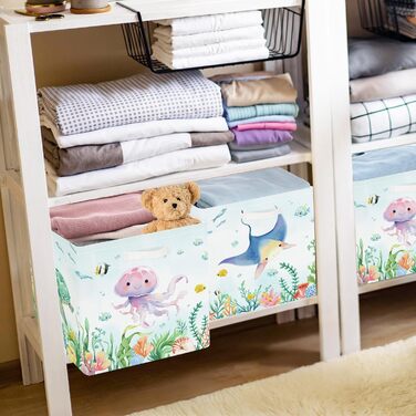 Коробка для зберігання 30 см, 3 шт. и, кошик для зберігання морських тварин, дитячий складний куб-органайзер для зберігання океанічних акул, черепах, іграшок, книг, одягу, медуз