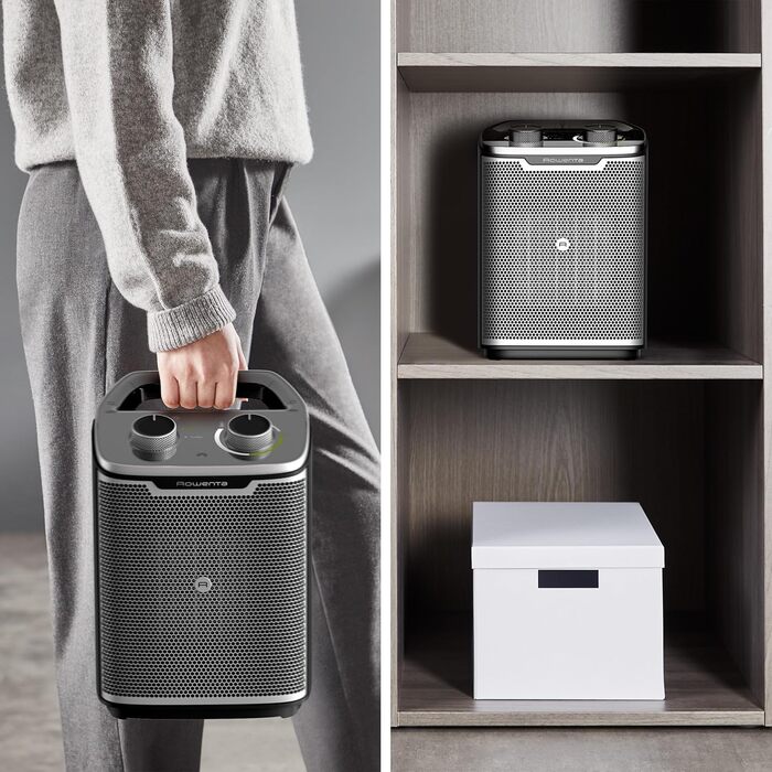 Тепловентилятор Rowenta Intense Comfort, 2 рівні потужності, керамічна технологія, компактні розміри, термостат, особливо тихий, ручка для перенесення, чорний, SO9330F0 Клас енергоспоживання A 35 кв. м Кераміка