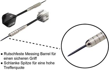 Мішень для дартсу Bullet Darts з офіційними турнірними розмірами - Виготовлена з сизалю з надзвичайно тонким сталевим павутинням - Сталева мішень для дартсу - Ø45 см - Завтовшки 4 см - Для професійних гравців у дартс та аматорів - Включає 21 сталеву мішен