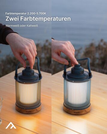 Світлодіодний кемпінговий світильник qeedo Lucia, акумуляторний (USB, батарейка типу АА або акумуляторна батарея), плавне затемнення, настільний світильник для кемпінгу на відкритому повітрі, темно-синій