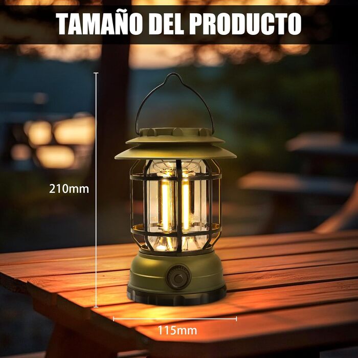 Акумуляторний кемпінговий ліхтар ExtraStar з 3 режимами, аварійне освітлення IPX4, водонепроникний для кемпінгу, походів, риболовлі, відключення електроенергії - оливково-зелений