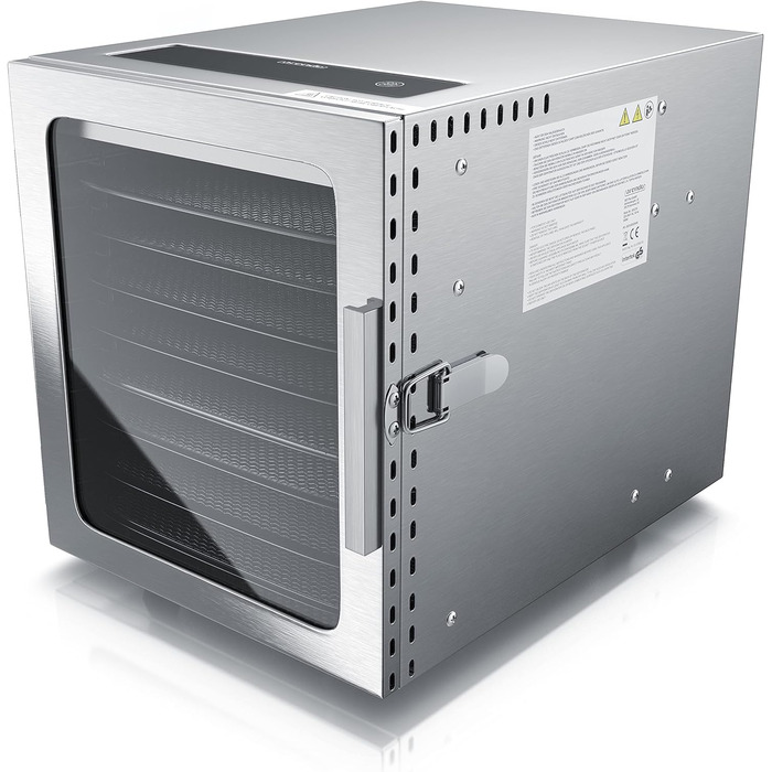 Дегідратор з нержавіючої сталі 8 разів - 500 Вт з регулятором температури - Дегідратор їжі М'ясо, фрукти, овочі - Таймер до 24 годин - 8 вставок - GS - Дегідратор - Без бісфенолу А Одинарний