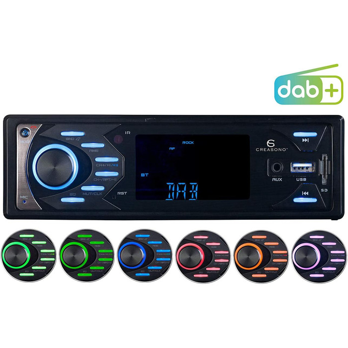 Автомагнітола Creasono MP3 з DAB, Bluetooth і функцією гучного зв'язку, USB, SD, 4x45W