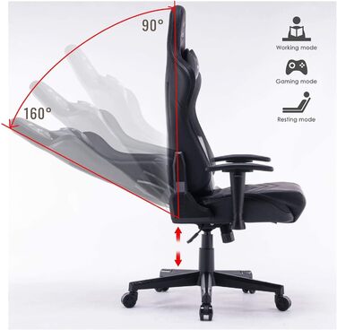 Професійне ігрове крісло Reaper з інтегрованою технологією RGB LED, регульованою спинкою, різнокольоровими світлодіодними профілями з широким вибором кольорів (чорне)