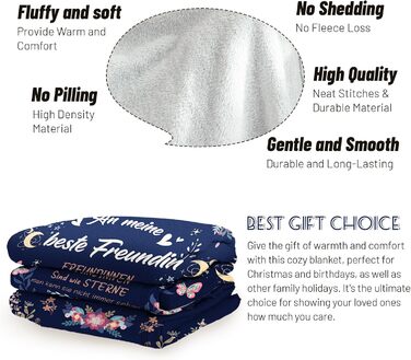 Подарунки для найкращої подруги, подарунки для дівчини, ковдра, подарунок на день народження найкращої подруги, найкраща подруга, пухнаста ковдра для найкращої подруги, 152 см x 127 см (темно-синій)