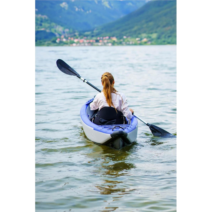 Одинарний каяк No Stress 350 см Надувний каяк з технологією Dropstitch Відмінна курсова стійкість, 3-камерна система У комплекті весло, сидіння, насос, ласти, рюкзак та ремкомплект
