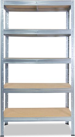 Професійний надміцний стелаж, оцинкований/металевий стелаж з 5 полицями, вантажопідйомність 200 кг кожна/металевий стелаж для підвалу, гаражний стелаж, стелаж для майстерні або стелаж для зберігання/навісний стелаж, металевий, В 200см / Ш 100см / Г 60см, 