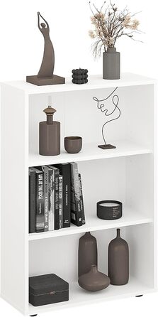 Полиця шириною 60 см Біла - Книжкова полиця з 3 рівнями та полицями з регульованою висотою, окремостояча полиця, полиця для зберігання Книжкова полиця Lumo 60 x 90 x 24 см (Ш x В x Г) 3 рівні (60Ш x 90В x 24Г) Біла