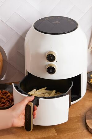 Аерофритюрниця Karaca Multifry, фритюрниця, легке очищення, енергозбереження, здорове смаження, 3,5 літра, білий 1350 Вт