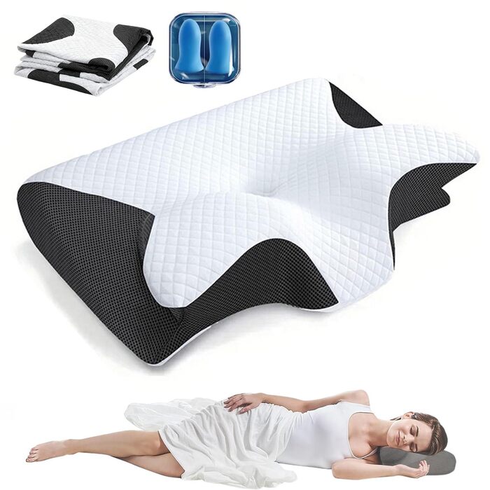 Оригінальна подушка для терапії шиї Pillow Daddy, подушка для сну Pillow Daddy, ергономічна подушка Lunava Comfort для сну на боці, спині та животі, допомагає краще спати (чорна)