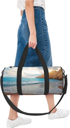 Спортивна сумка для подорожей, пляжна сумка з тропічним дизайном, швидке друкування малюнка, чорна, універсальний розмір