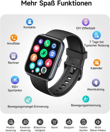 Розумний годинник для чоловіків та жінок, 1,8-дюймовий AMOLED-дисплей, розумний годинник з функцією телефону, Alexa, фітнес-годинник з серцевим ритмом, сном, SpO2, крокоміром, 110 спортивних режимів, водонепроникність IP68, спортивний годинник для iOS та 