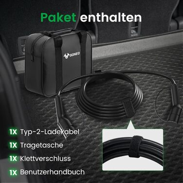 Зарядний кабель GONEO тип 2 22кВт 10М 32А зарядний кабель електромобіля тип 2 3 фазний режим 3 для електромобіля EV/PHEV тип 2 до