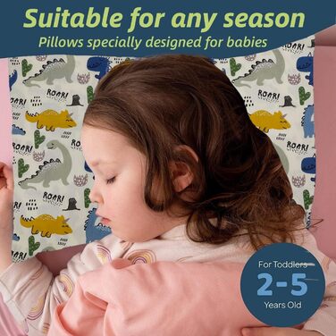 Дитяча подушка з наволочкою - м'яка дитяча подушка з органічної бавовни для сну - Дихаюча постільна білизна Дитяча подушка - Дитяч