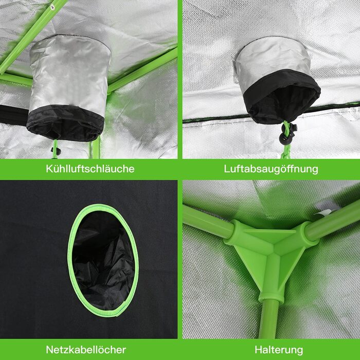 Гроубокс Growzelt 100x100x200 см, щільний та водонепроникний, 600D Oxford. Прозора теплиця для вирощування вдома з оглядовим вікном.