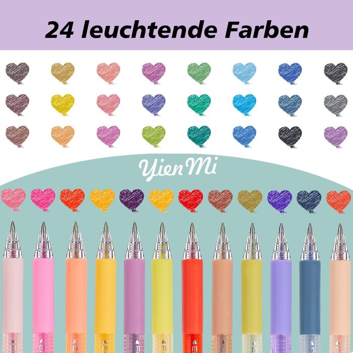 Набір гелевих ручок, що стираються, 24 кольори ідеально підходить для малювання, письма та планування. Спеціальне чорнило дозволяє легко прибирати помилки. Ідеально підходить для творчих проектів, ведення журналу та навчання.