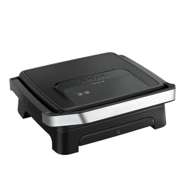 Контактний та панельний гриль 2-в-1 Tefal Inicio Classic, 2000 Вт, компактний дизайн, корпус із нержавіючої сталі, піддон для збору жиру, антипригарне покриття, чорний, GC2718
