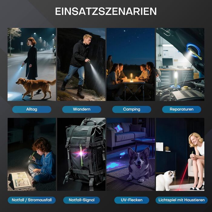 Акумуляторний ліхтарик EDC, світлодіодний робочий ліхтарик 800 люмен із магнітним затискачем та магнітною основою, 11 режимів роботи, пальцевий ліхтарик COB, ідеально підходить для майстерні, дому та аварійного освітлення, великий, зелений