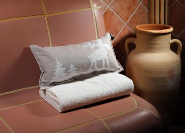 Подушка для сауни, Улюблена подушка, Дорожня подушка Дизайн Лось, бежевий/білий Розміри 40 x 22 см, Льон/Бавовна Не містить шкідливих речовин, сертифікована Oeko-Tex Standard 100 Зроблено у Фінляндії, 1