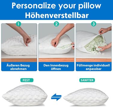 Охолоджувальна подушка для сну на боці SKYNY для підтримки шиї та плечей подушка з подрібненого пінного матеріалу з ефектом пам&39яті, ортопедична подушка для сну з регульованою висотою та чохлом, який можна прати, 5072 см