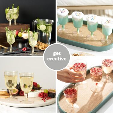 Преміум Елегантні пластикові келихи для вина зі срібним обідком, 180 мл - Багаторазові коктейльні келихи, золоті пластикові келихи