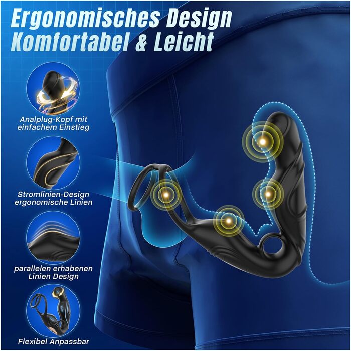 Анал-вібратор Tagnaff для чоловіків, з ротацією та стимуляцією простати
