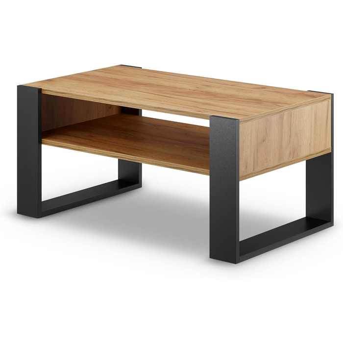 Журнальний столик для дивана Журнальний столик з чорного дуба з місцем для зберігання Сучасний стіл для вітальні Журнальний столик Маленький столик Журнальний столик шириною 92 см Міцний стіл для вітальні з чорного дуба