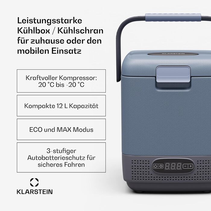 Компресорний холодильник з морозильною камерою - портативний електричний холодильник, світлодіодний дисплей, подвійне живлення (12