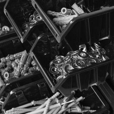 Штабелювані коробки для зберігання, настінна полиця 772 x 780 мм - система зберігання, контейнери для зберігання з відкритим фасадом, полиця для контейнерів - стінові панелі, 82 предмети, чорні коробки