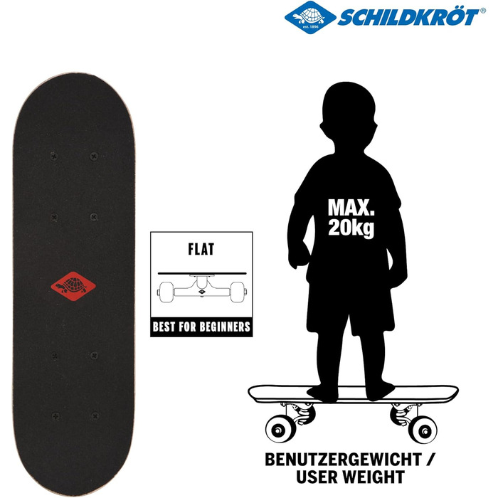 Міні-скейтборд Schildkröt 17" Skate It Out - дитячий скейтборд для віку 4-6 років, дерев'яна дека 43 x 13 см, класний дизайн для дітей