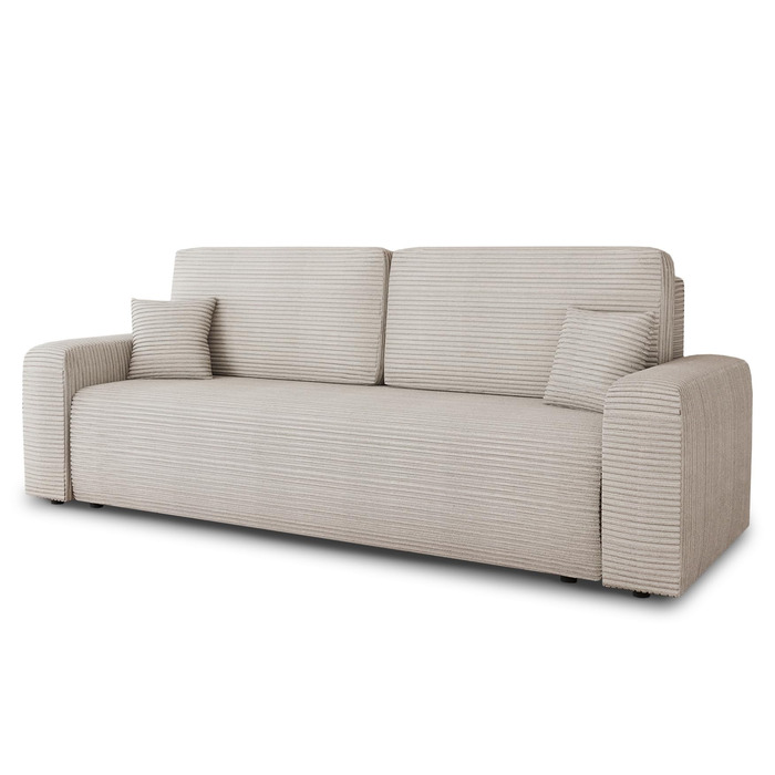 Диван-ліжко Spark диван зі сном та відділенням для зберігання речей, пружинна основа Bonnell, вельветовий чохол, велика спальна зона, сучасний мякий диван та диван-ліжко (бежевий (Poso 100))